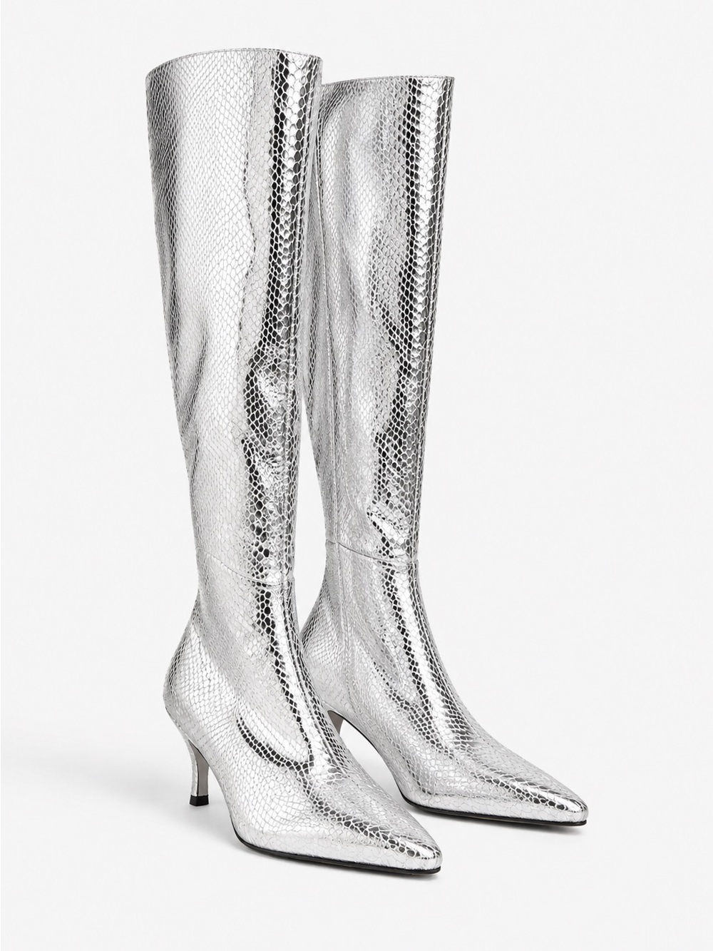 Steve Madden Silver Snakeskin Boots | Wide Calf